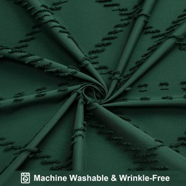 Craidlela Boho Dark Green Woven Fabric Shower Curtain with Tassel 72 x 72 Bohemia Tufted Chevron Striped Chic Textured, Green Modern Farmhouse Minimalist Waterproof Curtain for Bathroom, Hotel Decor