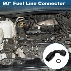 A ABSOPRO Male Flare Reducer Hose Fitting Adapter TF-1001-AN12 90° Fuel Line Connector Aluminum with O-ring Black