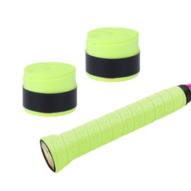 CAPASTEC Grip Tape, Tennis, Badminton, Set of 2, Perforated Grip Tape, Breathable, For Fishing Rods, Bicycles, Baseball, Rackets, Wet Type, Fluorescent Yellow