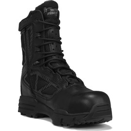 TACTICAL RESEARCH TR Chrome TR998Z WP CT 8" Waterproof Men's Tactical Boots - Black Leather Boots with Composite Safety Toe, BBP Membrane & StreetNav Traction Outsole - Black - 8.5