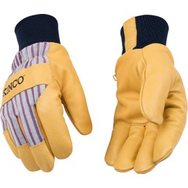 Kinco 1927KW Lined Grain Pigskin Leather Glove with Knit Wrist, Work, Large, Palomino (Pack of 6 Pairs)