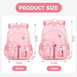 MININAI Cute Backpack for Teen Girls Kids Kawaii Bookbag Elementary Middle School Student Back Packs Aesthetic Travel Daypack Ages 6-8 8-10 10-12 (Purple,S)