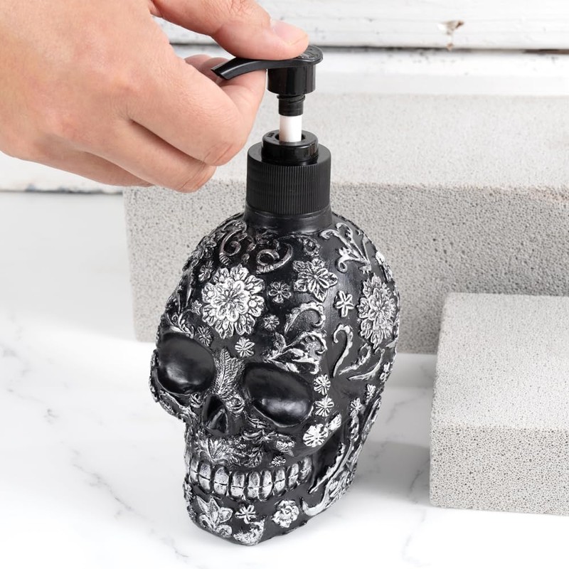 Skull Soap Dispenser with Rust Proof Pump, Refillable Liquid Hand