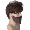 Peluca de Halloween con tupé marrón rizado y peludo para