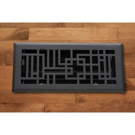 Madelyn Carter Capitman Art Deco Style Vent Cover, Solid Cast Steel Interior, Controls Air Flow, 2 x 10 inches (Overall Face: 3.625 x 11.375 inches), Black