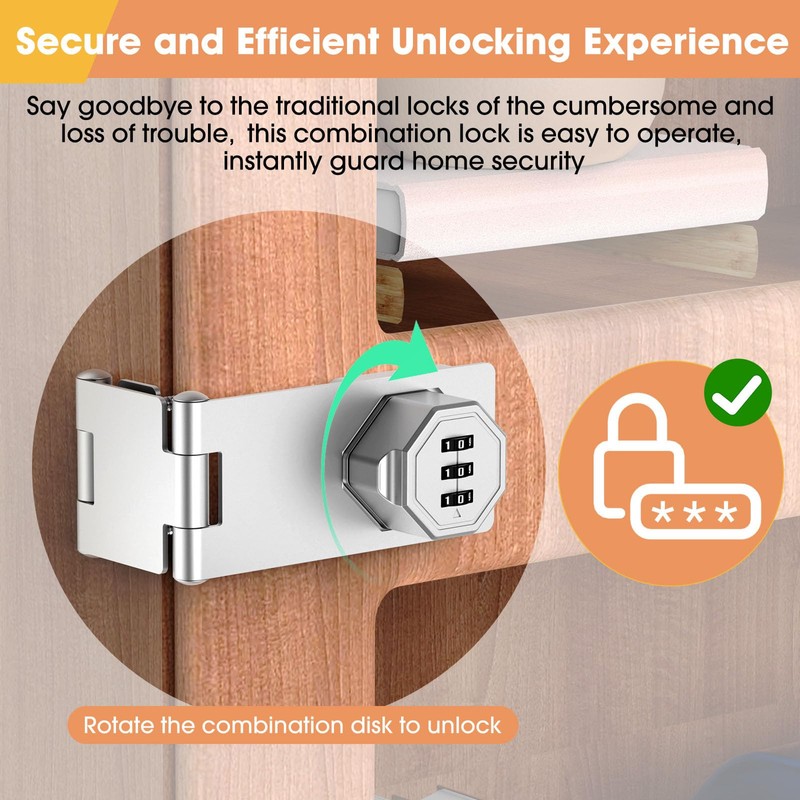 YogePote 90 Degree Cabinet Locks with Combination, Mechanical Folding Door