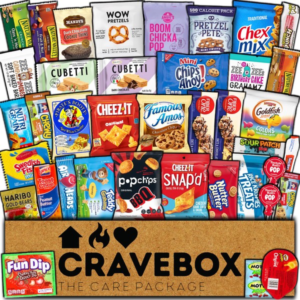 CRAVEBOX Snack Box Care Package Pack for Adults Birthday Gifts for Men and Women, Back to School Halloween Treats