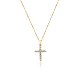 Jewigo Cross Necklace for Women 18K Gold Plated Dainty Cubic Zirconia Pendant Cross Necklace Cute Sideways Cross Faith Necklace Simple Christian Birthday Christmas Jewelry Gift