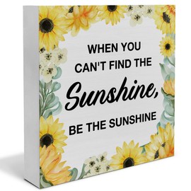 Summer Decor, Sunshine Decorations Sunflower Wooden Sign Summer Home Decor Indoor for Desk Table Shelf 5 X 5 Inches