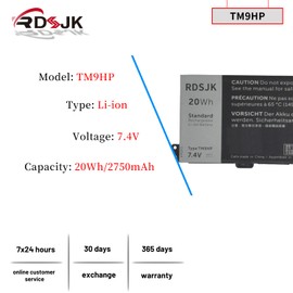 RDSJ TM9HP Laptop Battery for Dell Latitude 13 7350 Latitude 13 7350 Keyboard Dock FRVYX 0FRVYX 8K1VJ 08K1VJ J84W0 0J84W0 R89JJ 0R89JJ 7.4V 20Wh