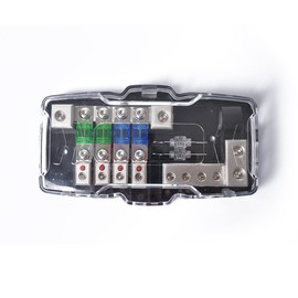 Soporte de fusibles estéreo ANL multifuncional para coche, distribución de 0/4ga, 4 vías, bloque de caja de fusibles 30 A, 60 A, 80 amperios