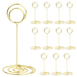 Naseom Pack of 12 Metal Place Card Holders, Height Photo Holder, Card Holder, 120 mm Card Holder, Wedding Photo Holder, Heart-Shaped Table Number Holder, Metal Menu Card Holder for Wedding, Birthday