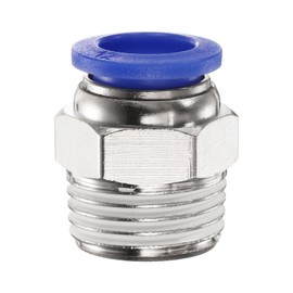 QUARKZMAN Push to Connect Fitting 12 mm Tube OD x 1/2 Inch NPT Thread Male Straight Quick Connector Copper Air Line Hose Fittings for Industry Air System PC12-N04, Blue