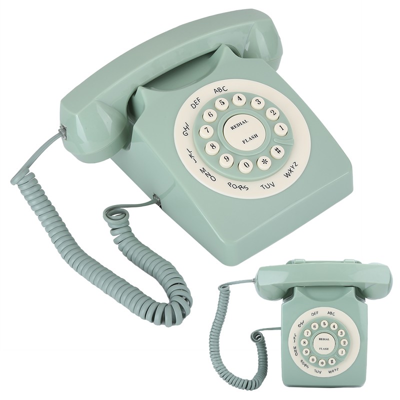 Antique European Vintag Landline Telephone Green High Definition Call Large