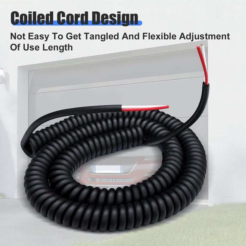 Coil Cord, 2 Conductor Wire, 18AWG/2, Retractable Spring Coiled Extension