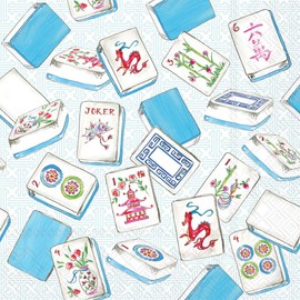 IHR Ideal Home Range Cocktail Napkins Rosanne Beck Disposable 3-Ply Paper Party Napkin Pack, 5" x 5", Mahjong, 20-Count