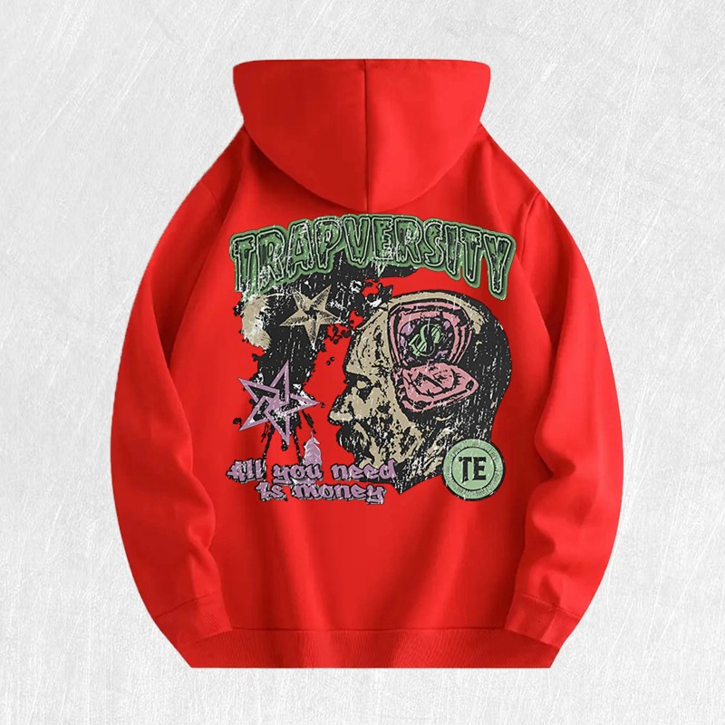 Trapversity Graphic Hoodie 100% Cotton US Warehouse 6 ColorsColor: Army