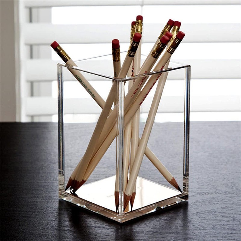HSYMQ 2 Pack Clear Acrylic Pencil Pen Holder Cup, Makeup