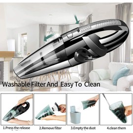 Yolvinuo Handstaubsauger, 6,5 Kpa starker Kleiner kabelloser Handstaubsauger, 30 Min Laufzeit, 2~3 Stdn Schnellladung für Haushalt und Autoreinigung/Büro/Haustier, Leichter Nass-Trocken-Staubsauger