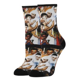 Norman Rockwell Women's Novelty Crew Socks, Oooh Yeah Funny Socks, Crazy Silly Socks for The Saturday Evening Post (Golden Rule)