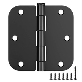 Bisagras de Puerta Mate Controles de Herrajes de Puerta de 3.5"X 3.5" Esquinas Redondeadas de Radio de 5/8" para Bisagras de Puerta Interiores (6, Negro)