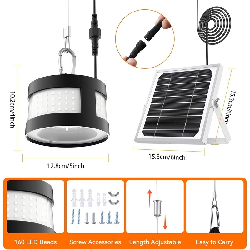 AGPTEK Solar Light Indoor Outdoor 1 Pack, 360° Glow Pendant