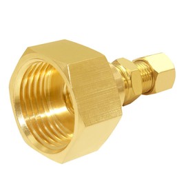 Joywayus Brass 3/4" GHT Female Garden Hose Thread to 1/4" OD Compression Tubing US Standard Faucet Adapter Convert (Pack of 2)