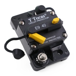 T Tocas E9 40 Amp Circuit Breaker with Manual Reset | 12V - 72V DC IP67 Waterproof Protection Switchable 40A