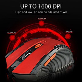 Archuu Mechanical Gaming 2.4G Mouse, 1000/1200/1600 3-Speed DPI Ergonomic Mouse with A USB Receiver, for Office/Home/Desktop/Computer/Notebook (red)