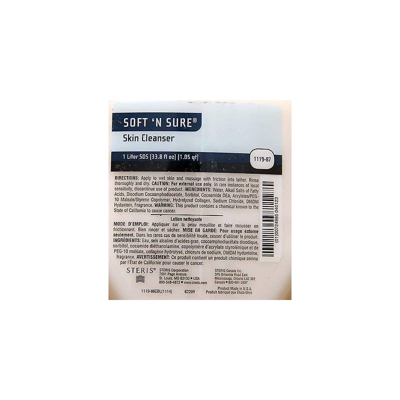 Steris Soft 'n Sure Skin Cleanser liquid soap 1119-87 1