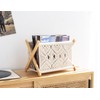 Mkono Macrame Magazine Rack Boho Storage Holder Standing Basket for