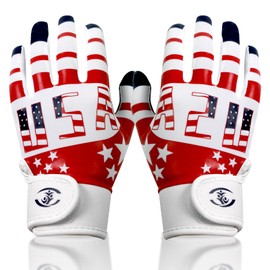 GOWISDOM Youth Baseball Batting Gloves, Softball Batting Gloves for Youth Super Grip for Enhanced Game Experience Training, American Flag