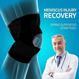 Knee Support for Men and Women, Knee Support with Side Stabilisers for Meniscus, Tear, Knee Pain, Adjustable Patella Knee Support, Knee Support for ACL, MCL, Arthritis, Injury, Recovery (L)