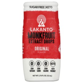 Lakanto Sugar Free Liquid Monk Fruit Extract Sweetener Original Flavor, Certified Keto, Zero Carbs, Non GMO, 1.76 Ounce (Pack of 6)