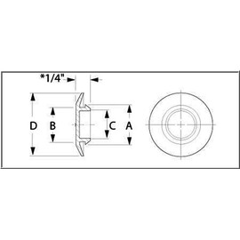 3 1/2" 3.5 inch Flush Mount Black Plastic Body and Sheet Metal Hole Plug Qty 5