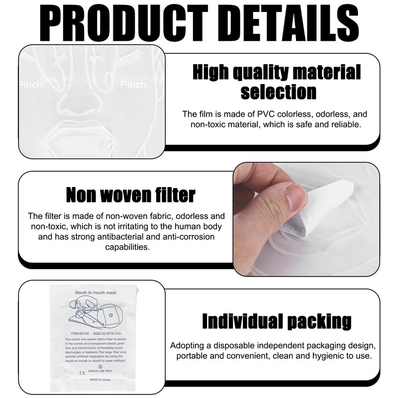 Pack of 50 Face Protectors: CPR / Resuscitation Mask for