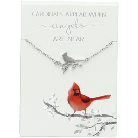 Pavilion - Cardinal Appear When Angels Are Near - 16.5"-18.5" Adjustable Pendant Silver Cubic Zirconia Necklace In Memory Memorial Bereavement Condolence Funeral Loss Of Loved One Gift Present