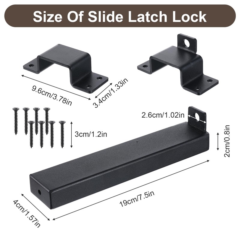 7.5" Sliding Gate Latch, Heavy Duty Door Latch with Padlock
