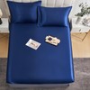 DuShow Satin Fitted Sheet King Navy Blue,Silky Deep Pocket Satin