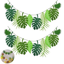 Pack of 2 Jungle Decoration Birthday, Safari Decoration Birthday, Palm Leaves Decoration, for Birthday Party, Hawaiian Party, Jungle Theme Party (Green)