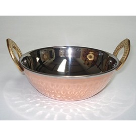 Indian Hammered Copper-Base Karahi (Tawa)