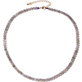 Lightock Simple 4mm Gemstones and Crystals Beaded Necklace Adjustable Choker Necklaces for Women Gifts (Moonstone)