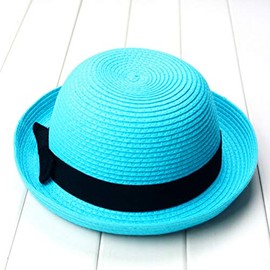 STOBOK Foldable Hat Dome Cap Bowknot Hat Roll-up Hat Beach Hats Women's Hats & Caps Summer Hats for Men Womens Sun Visor Hats Straw Beach Hat Summer Straw Hat Women Dress Soft Hat Blue