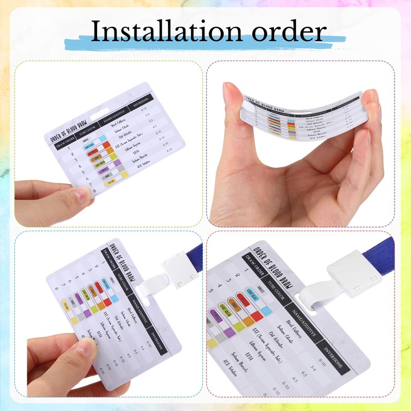 Landical 20 Sets Phlebotomy Essentials Order of Draw Badge Cards