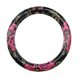 Miyabi MHC-MA-SBP Extra Thick Steering Wheel Cover, Kinkayama Madonna, Black Pink, S