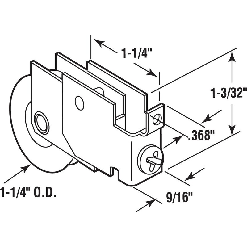 Prime-Line D 1773 1-1/4 In. Steel F-Tab Style Roller with