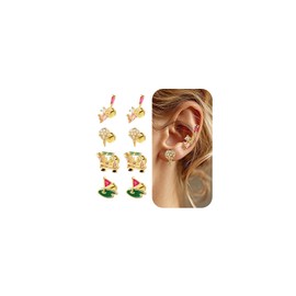 4Pairs Golf Stud Earrings for Women, Cute Sparkly Rhinestone Golf Earrings Set Fashion Sports Earring Golf Jewelry Gifts for Women Game Day Sports Fans