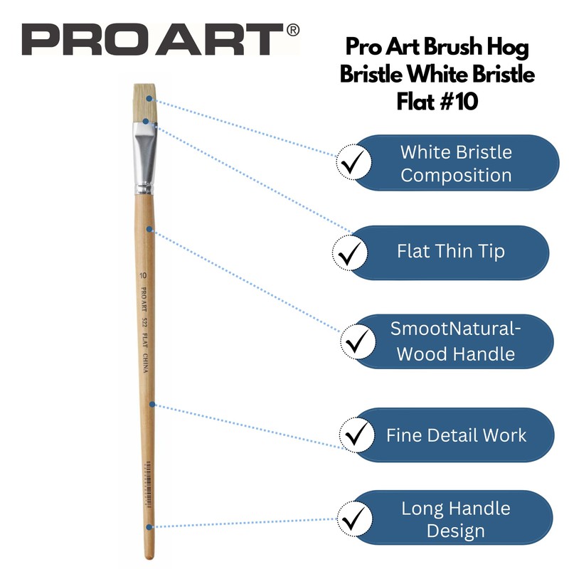Pro Art Brush White Bristle Flat #10