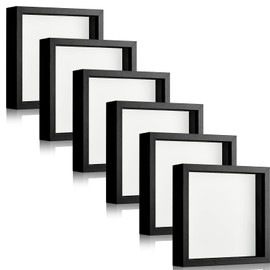 Tuanse 6 Pieces Shadow Box Picture Frame Square Shadow Boxes Display Cases for Sports Memorabilia Wedding Memories Crafts Pins Awards Medals Tickets and Photos(Black,5 x 5 Inch)