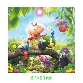 Fuyhiuous 40pcs Pikmin Birthday Party Supplies,Includes 20 Paper Plates - 20 Napkin - Serves 20 Guest for Pikmin Birthday Party Decoration